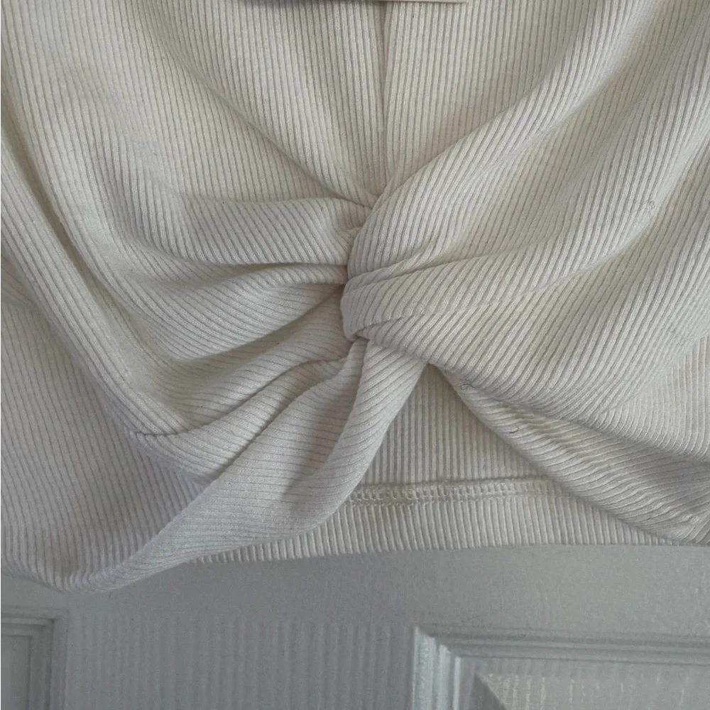 NWT Zara Cream Puff Sleeve Crop Top S - Picture 5 of 5